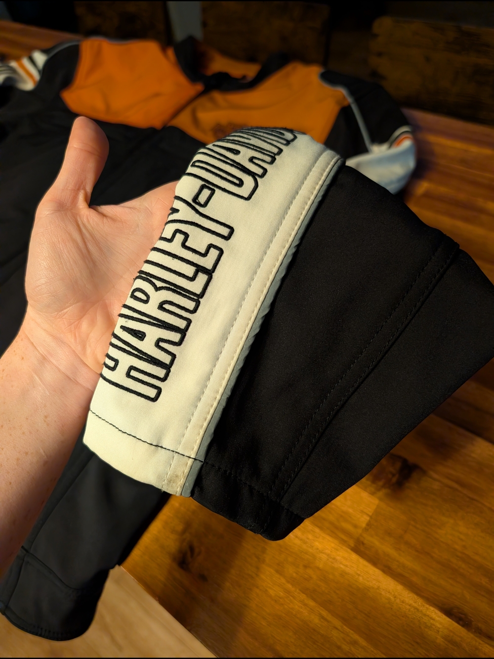 Harley-Davidson Black and Orange Motorcycle Jacket - Picture 5 of 9